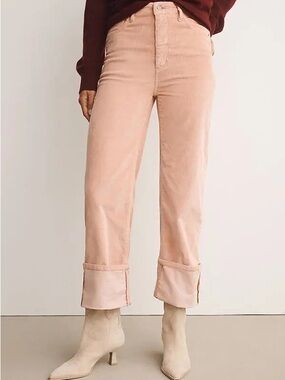 Anthropologie The Scotty Cuffed High-Rise Straight-Leg Jeans by Pilcro Corduroy